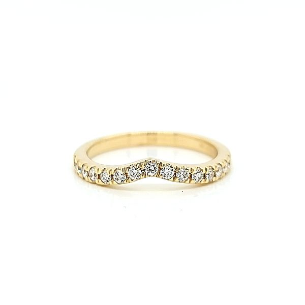 14k Yellow Gold Contoured Stackable Diamond Wedding Ring Arezzo Jewelers Elmwood Park, IL