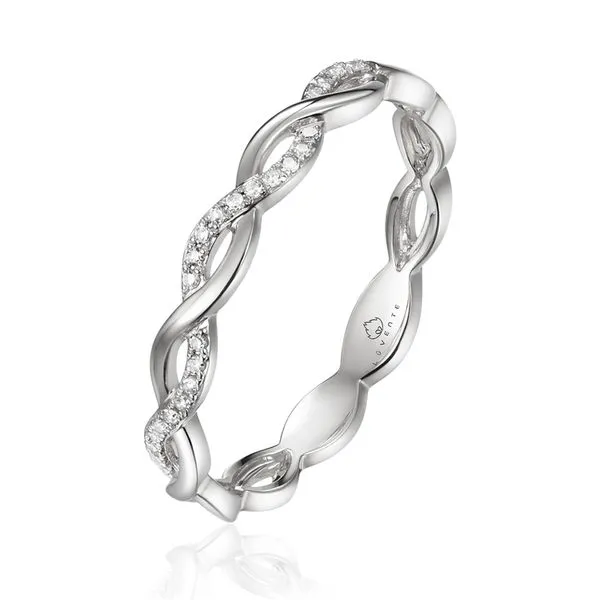 14k White Gold Alternating Twist Diamond Wedding Band Image 2 Arezzo Jewelers Elmwood Park, IL