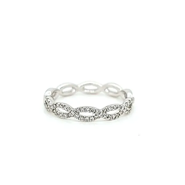 14k White Gold Diamond Twist Wedding Band / Anniversary Ring Arezzo Jewelers Elmwood Park, IL
