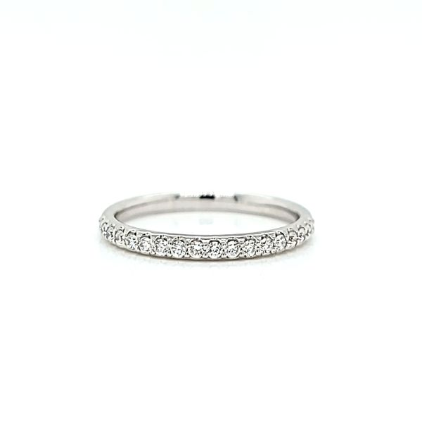 18k White Gold 2.15mm Single Row Pave Diamond Band Arezzo Jewelers Elmwood Park, IL