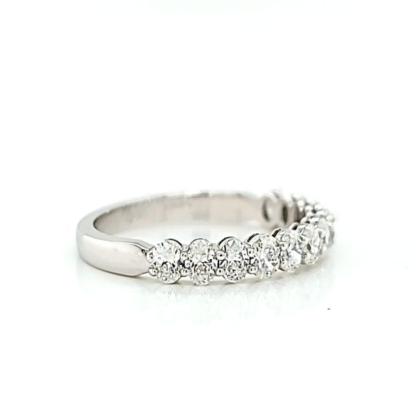 14k White Gold 12 Stone Oval Diamond Half Eternity Band Image 2 Arezzo Jewelers Elmwood Park, IL