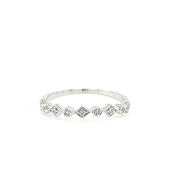 14k White Gold Art Deco Diamond Wedding Ring Arezzo Jewelers Elmwood Park, IL
