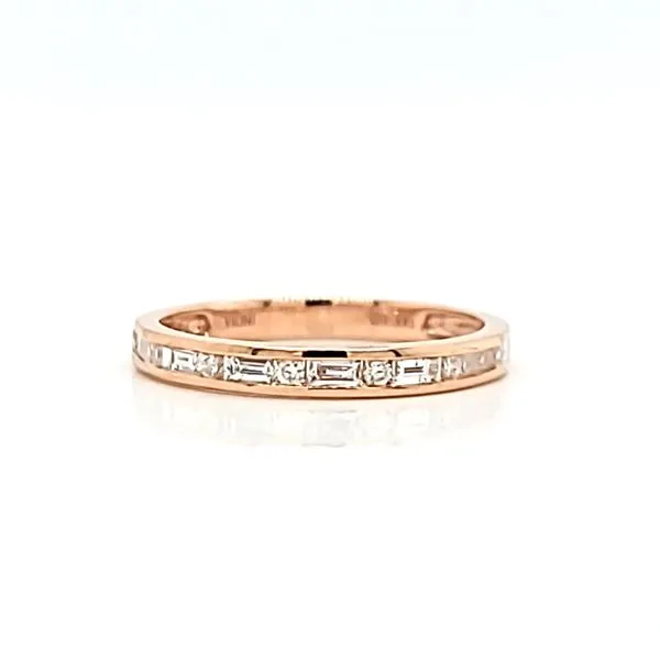 14k Rose Gold Round and Baguette Diamond Channel Set Band Arezzo Jewelers Elmwood Park, IL