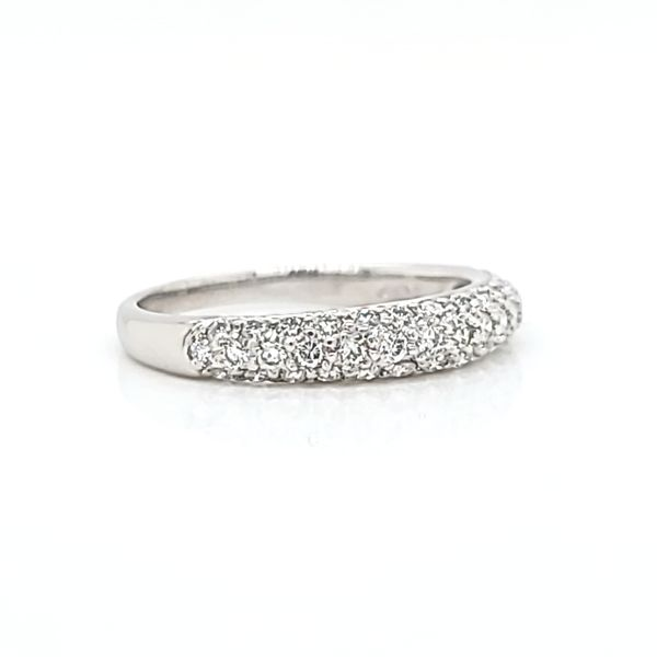 Platinum Pave Diamond Wedding Band Image 2 Arezzo Jewelers Elmwood Park, IL