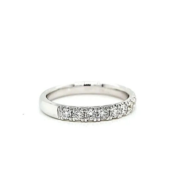 14k White Gold Single Row Pave Diamond Wedding Band Image 2 Arezzo Jewelers Elmwood Park, IL