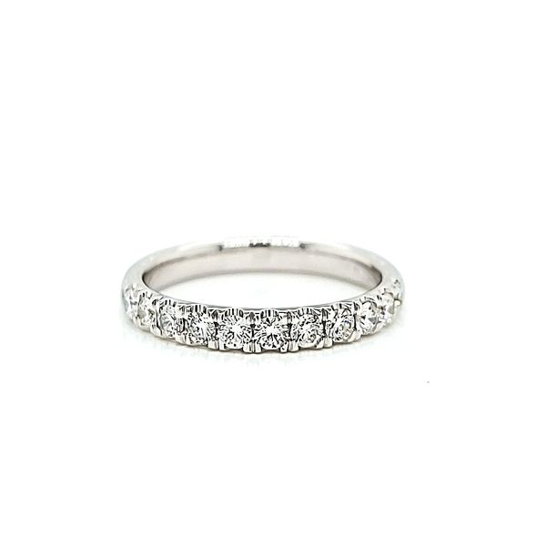 14k White Gold Single Row Pave Diamond Wedding Band Arezzo Jewelers Elmwood Park, IL