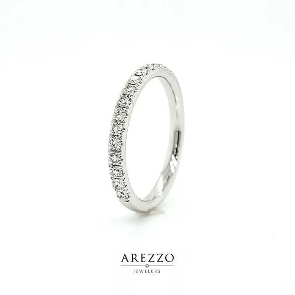 14k White Gold Pave Diamond Stackable Wedding Ring, .35cts Image 3 Arezzo Jewelers Elmwood Park, IL