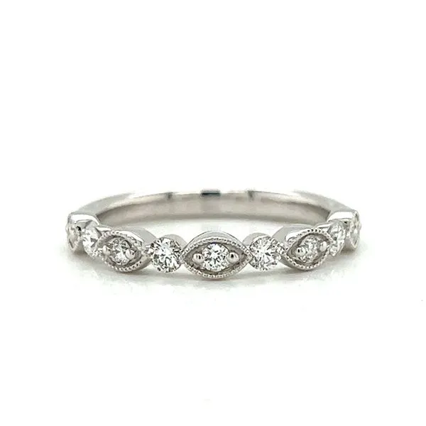 14k White Gold Stackable Diamond Wedding Band Arezzo Jewelers Elmwood Park, IL