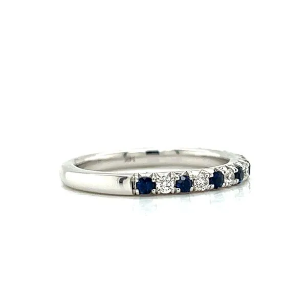 14k White Gold Diamond and Sapphire Ring Image 2 Arezzo Jewelers Elmwood Park, IL