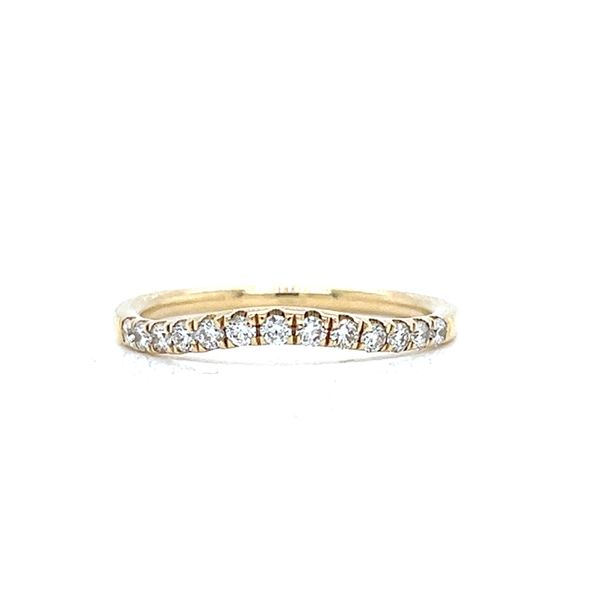 14k Yellow Gold Contoured Diamond Wedding Band Image 2 Arezzo Jewelers Elmwood Park, IL