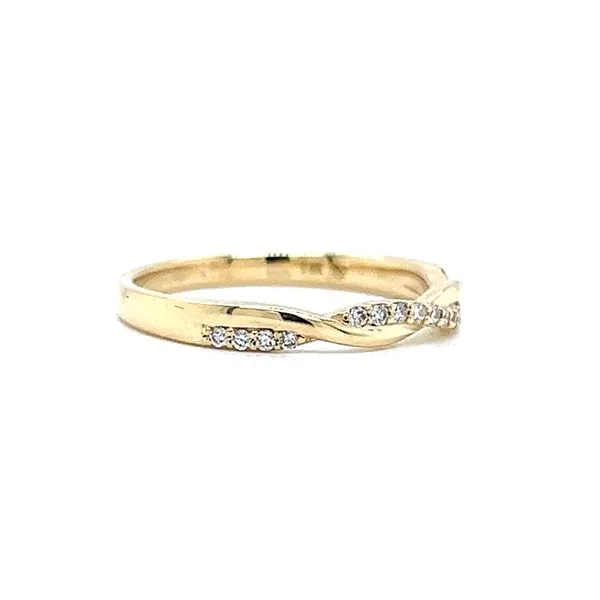 14kYellow Gold Twist Diamond Wedding Band Image 2 Arezzo Jewelers Elmwood Park, IL