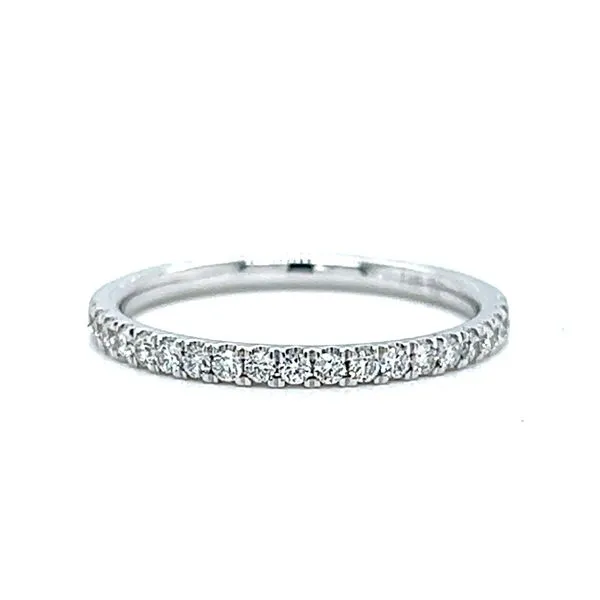 14k White Gold Single Row Diamond Wedding Band Arezzo Jewelers Elmwood Park, IL
