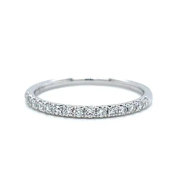 14k White Single Row Diamond Wedding Band Arezzo Jewelers Elmwood Park, IL