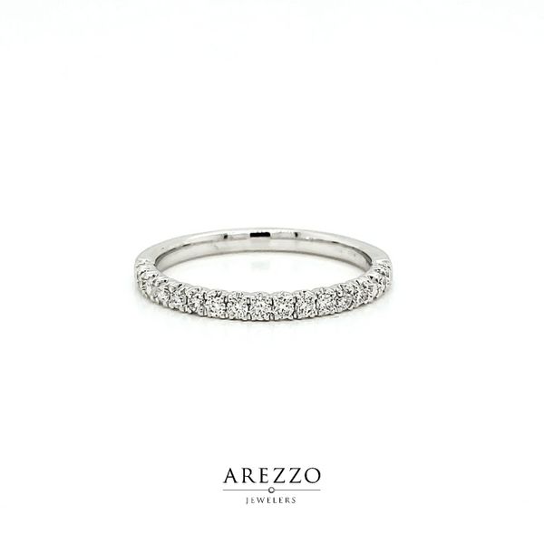 14k White Gold Single Row Pave Diamond Stackable Wedding Band, .28cts Arezzo Jewelers Elmwood Park, IL