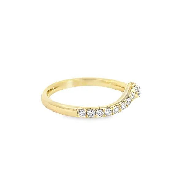 14k Yellow Gold Contoured Diamond Wedding Band Image 3 Arezzo Jewelers Elmwood Park, IL