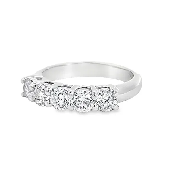 14k White Gold Five Stone Diamond Anniversary Band Image 2 Arezzo Jewelers Elmwood Park, IL