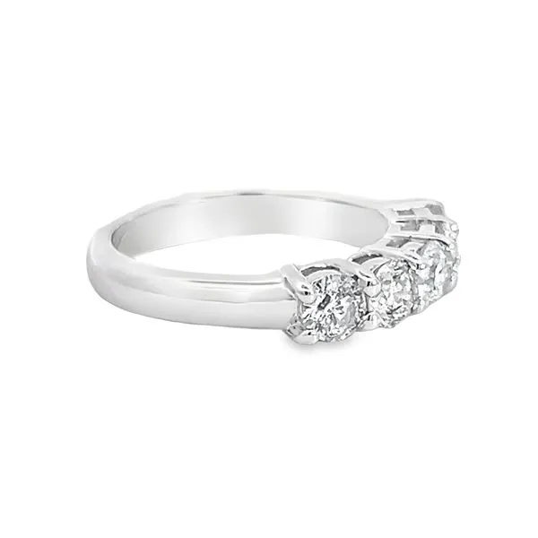 14k White Gold Five Stone Diamond Anniversary Band Image 3 Arezzo Jewelers Elmwood Park, IL