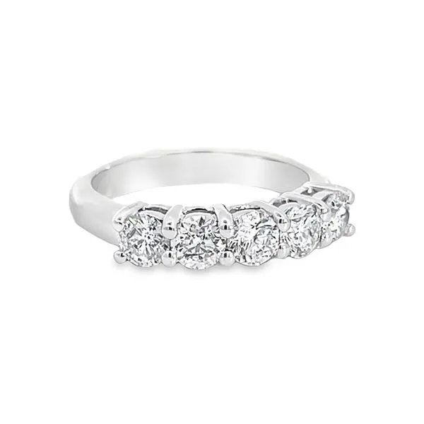 14k White Gold Five Stone Diamond Anniversary Band Arezzo Jewelers Elmwood Park, IL