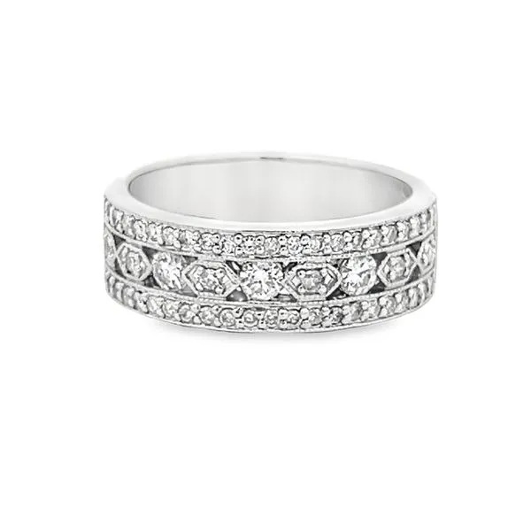 14k White Gold Diamond Anniversary Band Arezzo Jewelers Elmwood Park, IL