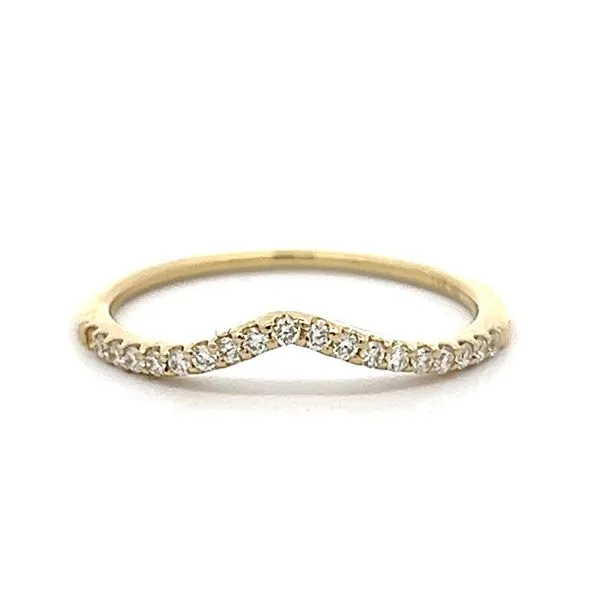 14k Yellow Gold Contoured Stackable Diamond Wedding Band Arezzo Jewelers Elmwood Park, IL