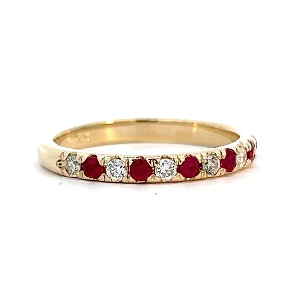 14K Yellow Gold Diamond and Ruby Wedding/Anniversary Band Image 3 Arezzo Jewelers Elmwood Park, IL