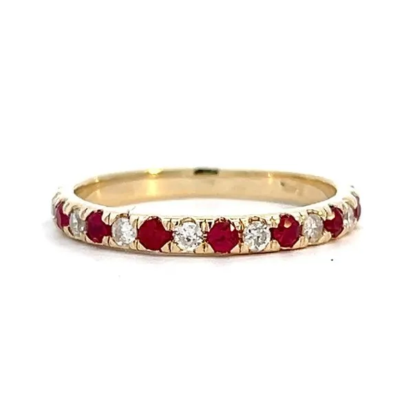 14K Yellow Gold Diamond and Ruby Wedding/Anniversary Band Arezzo Jewelers Elmwood Park, IL