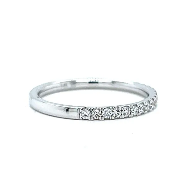 14k White Gold Single Row Diamond Wedding Band Image 2 Arezzo Jewelers Elmwood Park, IL