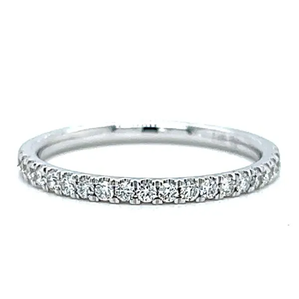 14k White Gold Single Row Diamond Wedding Band Arezzo Jewelers Elmwood Park, IL