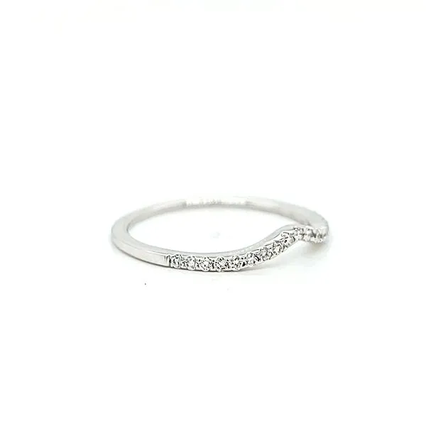 14k White Gold Contoured Stackable Diamond Wedding Band Image 2 Arezzo Jewelers Elmwood Park, IL