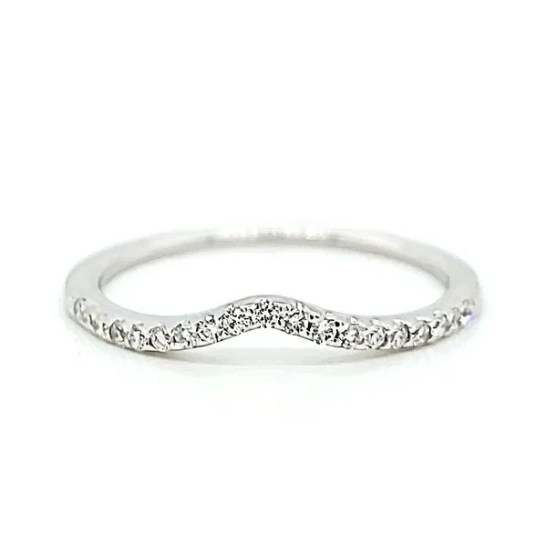 14k White Gold Contoured Stackable Diamond Wedding Band Arezzo Jewelers Elmwood Park, IL