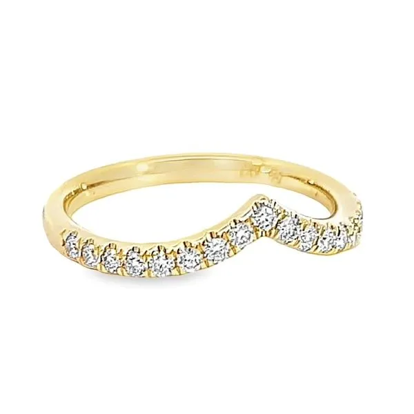 14k Yellow Gold Contoured Diamond Wedding Band Arezzo Jewelers Elmwood Park, IL