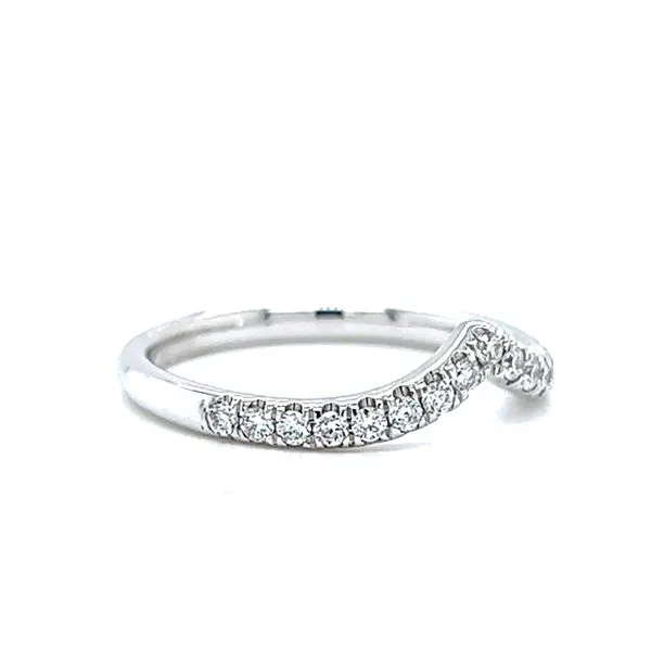 14k White Gold Contoured Diamond Wedding Band Image 2 Arezzo Jewelers Elmwood Park, IL
