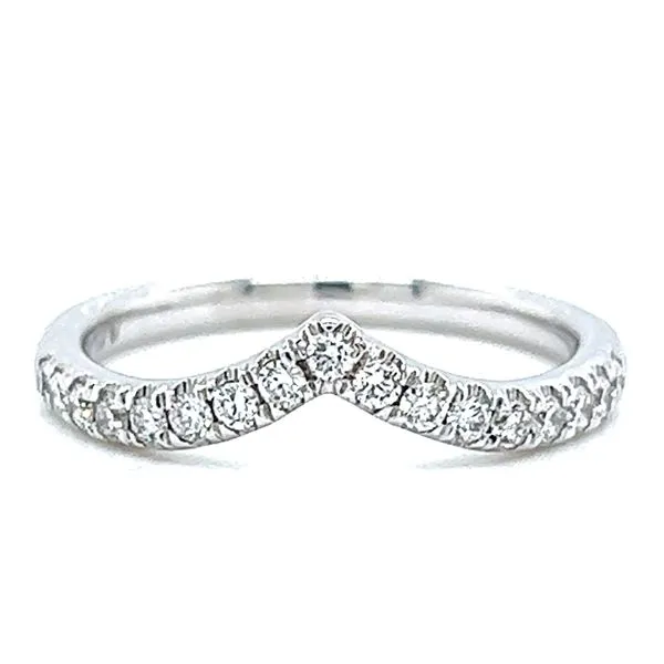 14k White Gold Contoured Diamond Wedding Band Arezzo Jewelers Elmwood Park, IL