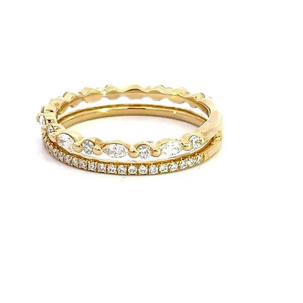 Two Row Marquise and Round Diamond Wedding/Anniversary Band in 14k Yellow Gold Image 4 Arezzo Jewelers Elmwood Park, IL