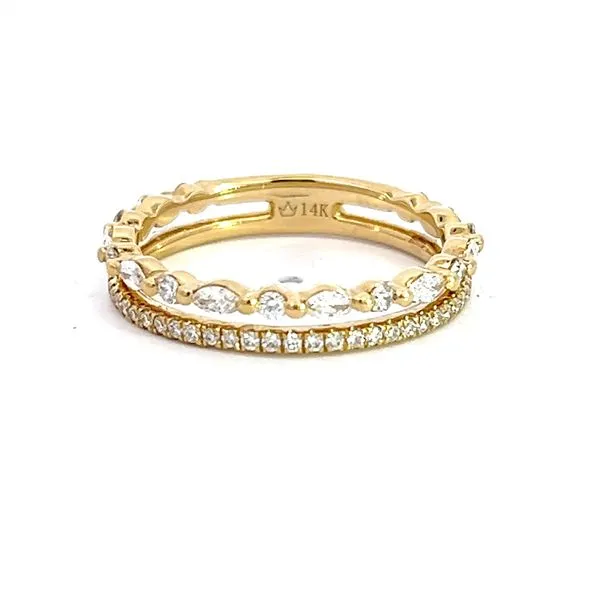 Two Row Marquise and Round Diamond Wedding/Anniversary Band in 14k Yellow Gold Arezzo Jewelers Elmwood Park, IL