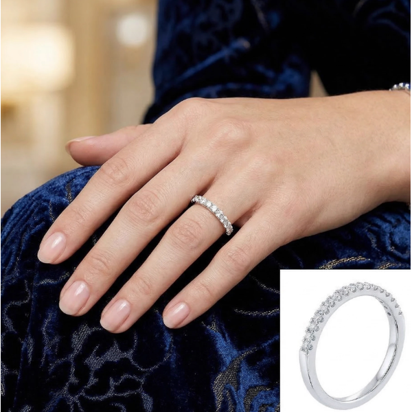 14k White Gold 1/2ct Diamond Wedding/Anniversary Band Image 2 Arezzo Jewelers Elmwood Park, IL