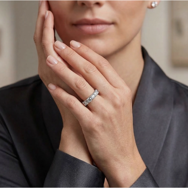 14K White Gold 1ct Diamond Wedding/Anniversary Band Image 5 Arezzo Jewelers Elmwood Park, IL
