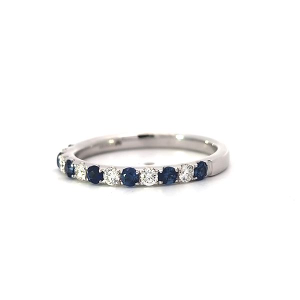 14K White Gold Alternating Sapphire and Diamond Band Image 2 Arezzo Jewelers Elmwood Park, IL