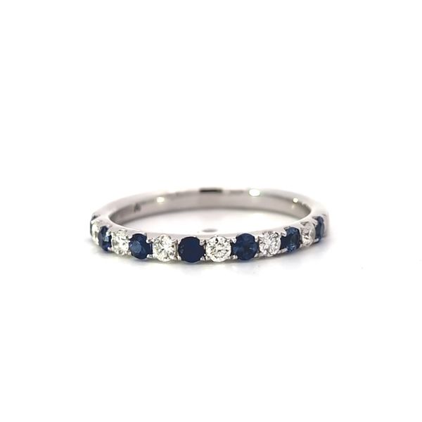 14K White Gold Alternating Sapphire and Diamond Band Arezzo Jewelers Elmwood Park, IL