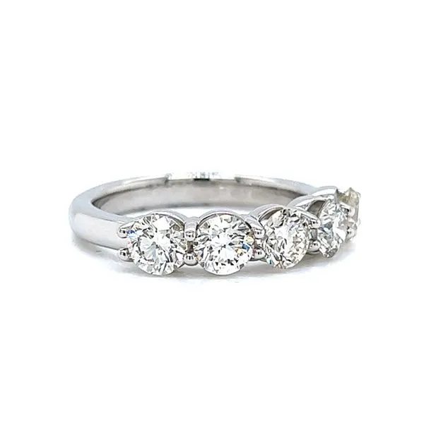 Platinum Five Stone Lab Grown Round Diamond Band Image 5 Arezzo Jewelers Elmwood Park, IL