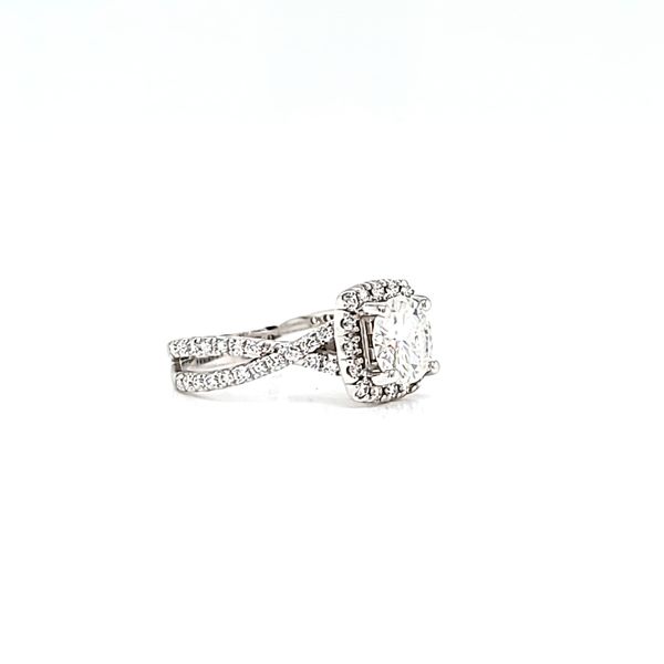 14k White Gold Moissanite and Diamond Halo Engagement Ring Image 3 Arezzo Jewelers Elmwood Park, IL