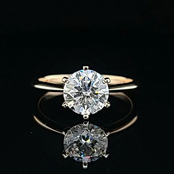 14k Yellow Gold 2.00ct Round Moissanite Solitaire Engagement Ring. Image 3 Arezzo Jewelers Elmwood Park, IL