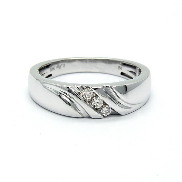 10K White Gold Mens Diamond Wedding Band Arezzo Jewelers Elmwood Park, IL