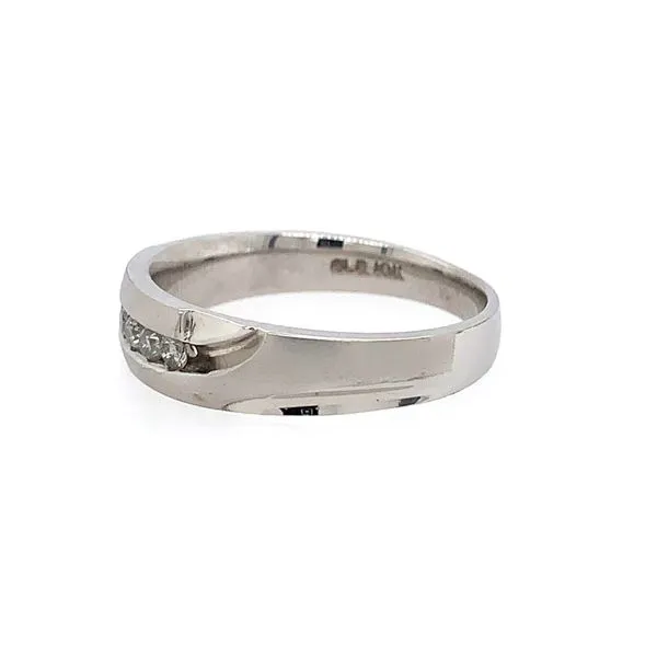 Men's 14k White Gold Diamond Wedding Band Image 2 Arezzo Jewelers Elmwood Park, IL