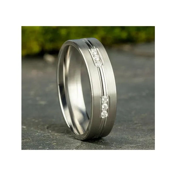 14k White Gold Men's Diamond Wedding Band Image 4 Arezzo Jewelers Elmwood Park, IL