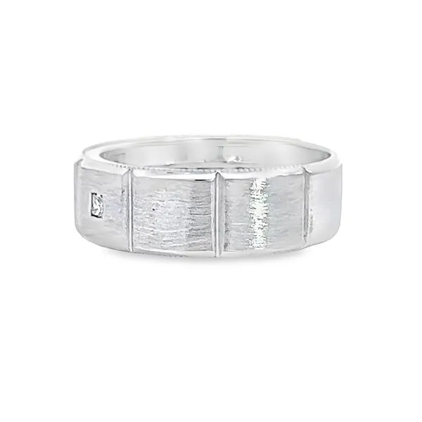 14K White Gold Men's Diamond Wedding Band Image 2 Arezzo Jewelers Elmwood Park, IL