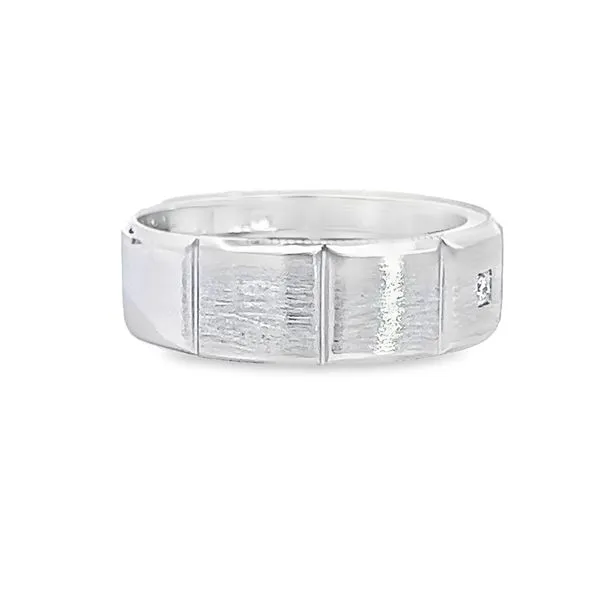 14K White Gold Men's Diamond Wedding Band Image 3 Arezzo Jewelers Elmwood Park, IL