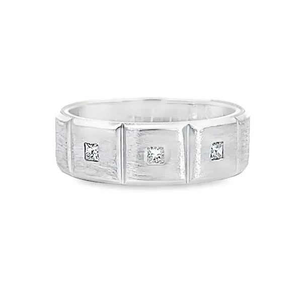 14K White Gold Men's Diamond Wedding Band Arezzo Jewelers Elmwood Park, IL