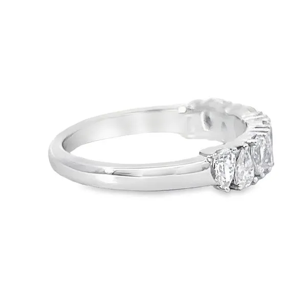 Exquisite 18K White Gold Alternating Pear Shape Diamond Anniversary Ring Image 3 Arezzo Jewelers Elmwood Park, IL