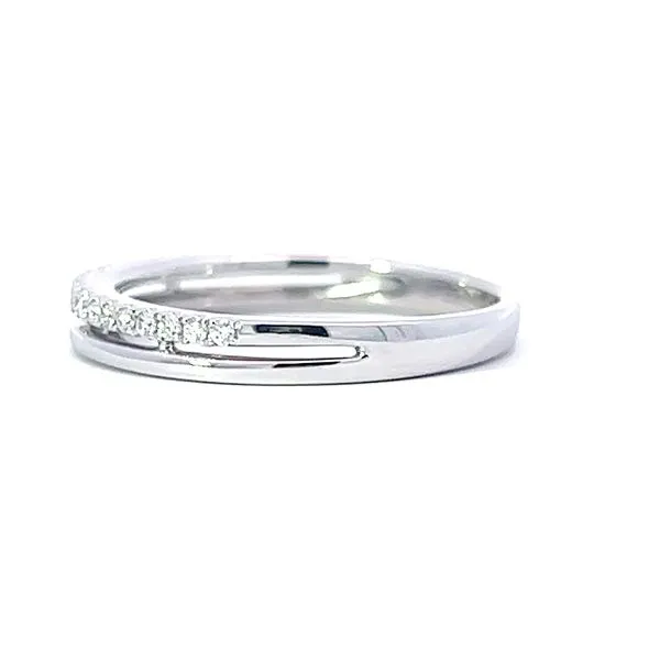 14k White Gold Two Row Diamond Anniversary Ring Image 2 Arezzo Jewelers Elmwood Park, IL